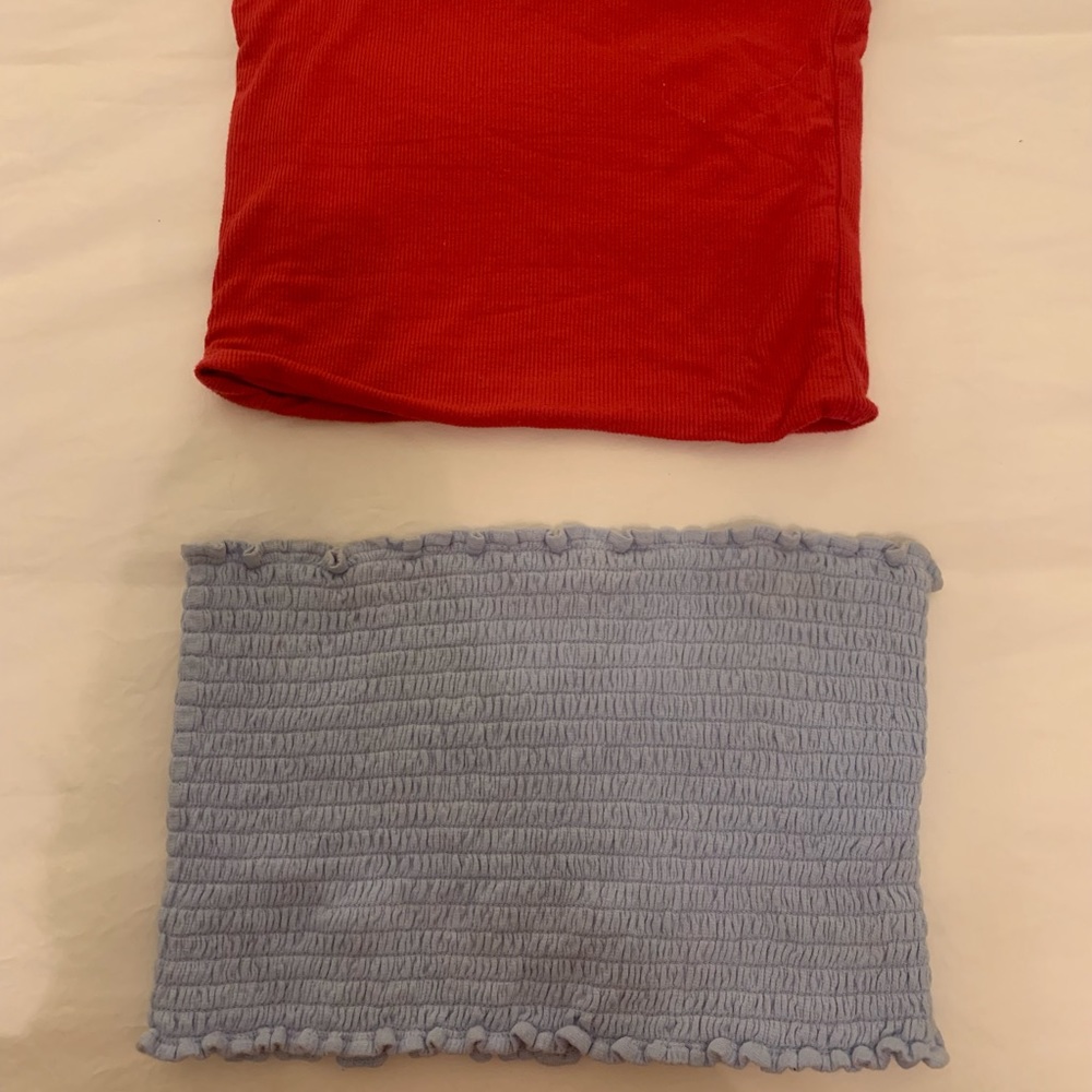 Red tube top and blue tube top